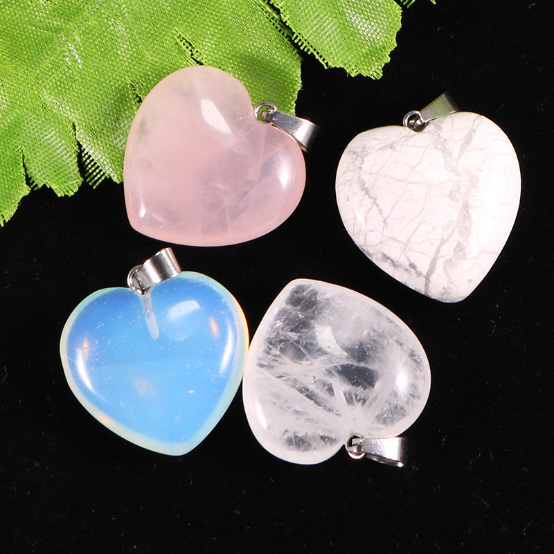 Heart Natural Stone Pendant Necklace Crystal Heart DIY Necklace Pendant