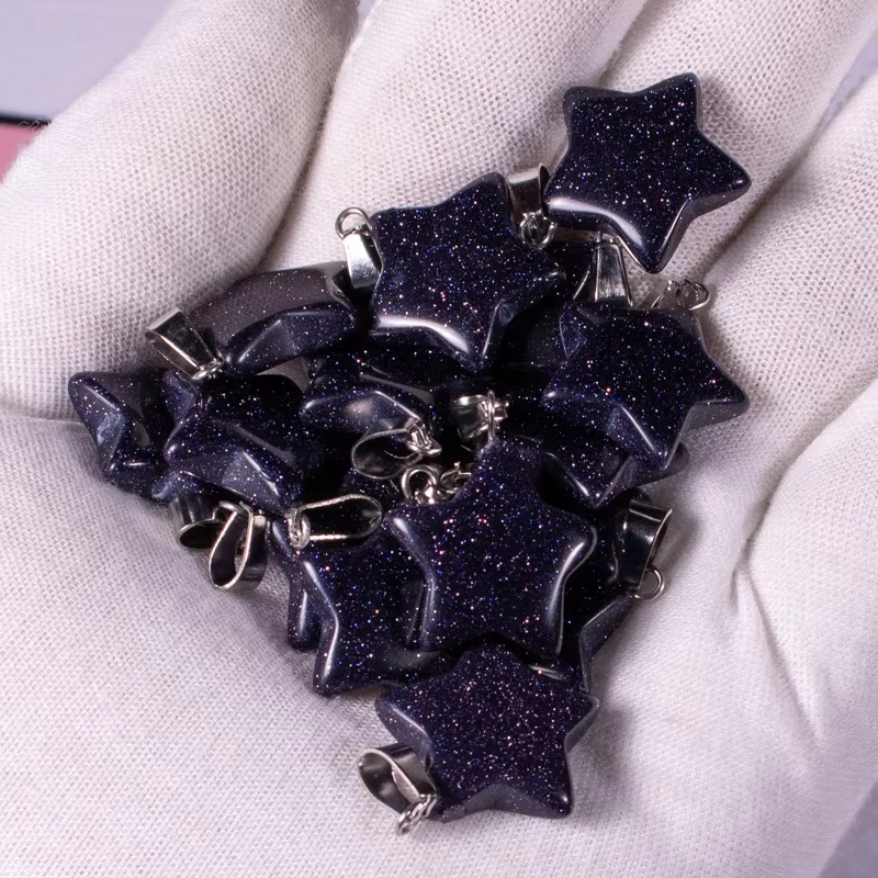 Handmade Carved Natural Gemstone Five-pointed Star Shape Stone Pendant For DIY Necklace Jewelry Maki