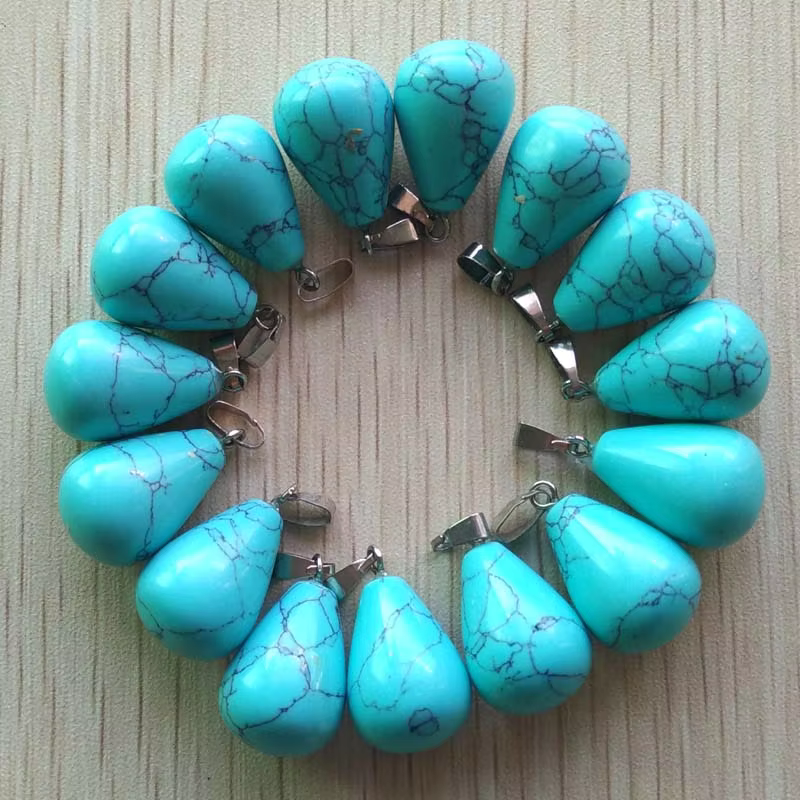 Natural Stone Pendants Water Drop Mixed Colorful Quartz Crystal Chakra Reiki Healing Agates Stone Ch