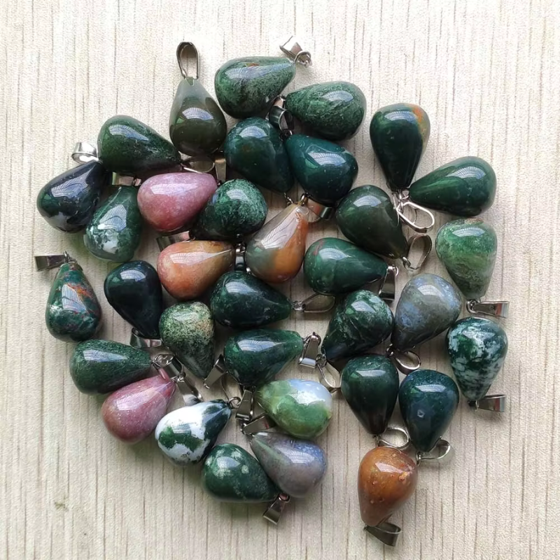 Natural Stone Pendants Water Drop Mixed Colorful Quartz Crystal Chakra Reiki Healing Agates Stone Ch