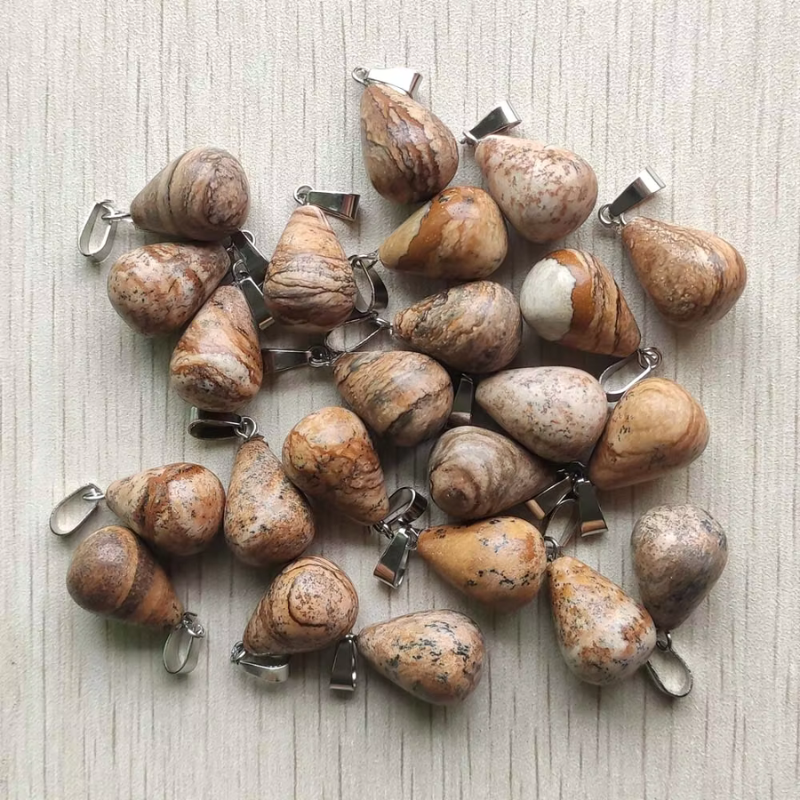 Natural Stone Pendants Water Drop Mixed Colorful Quartz Crystal Chakra Reiki Healing Agates Stone Ch