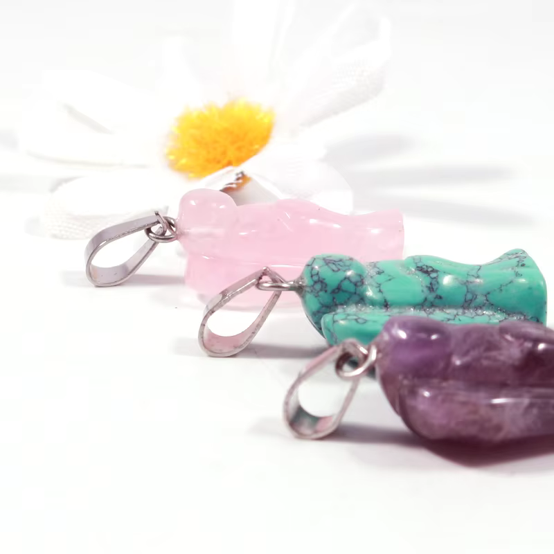 Charms 15*20mm Natural Crystal Gemstone Angel Pendant Mixed Carved Guardian Angel Statue Pendants 