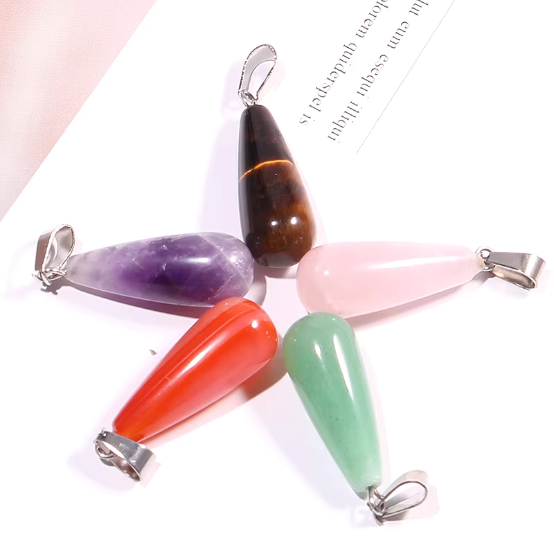 Natural amethyst pendant crystal healing gemstones water drop pendants charms for jewelry making