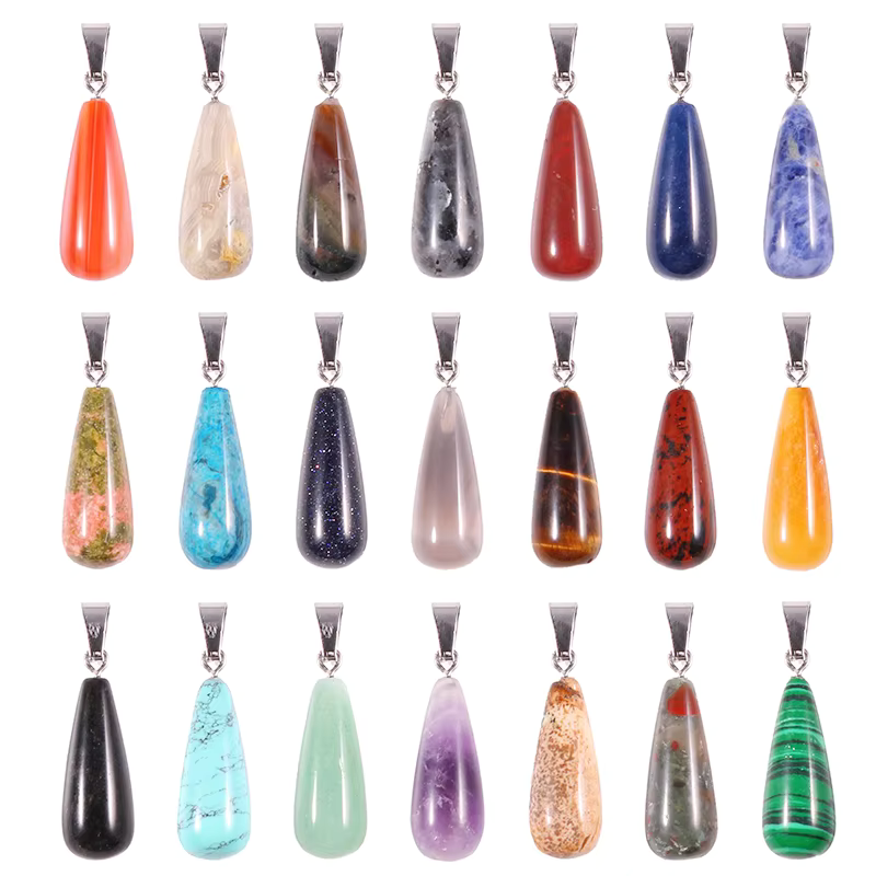 Natural amethyst pendant crystal healing gemstones water drop pendants charms for jewelry making