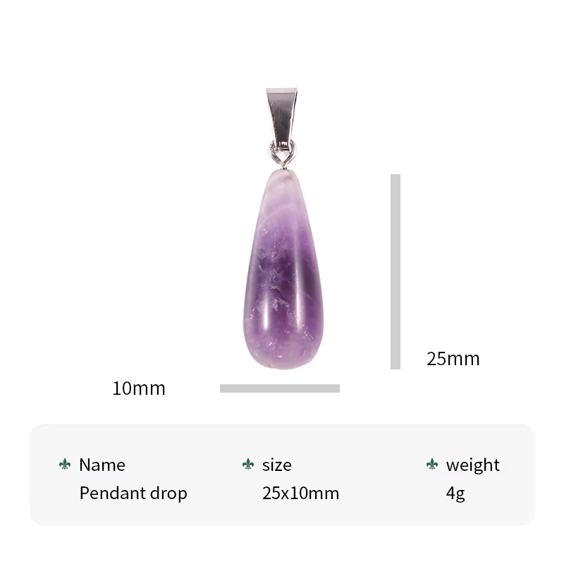 Natural amethyst pendant crystal healing gemstones water drop pendants charms for jewelry making