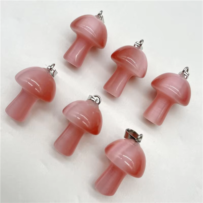 Fashionable Mini Mushroom Pendant Necklace Accessories DIY natural crystal stone pendant