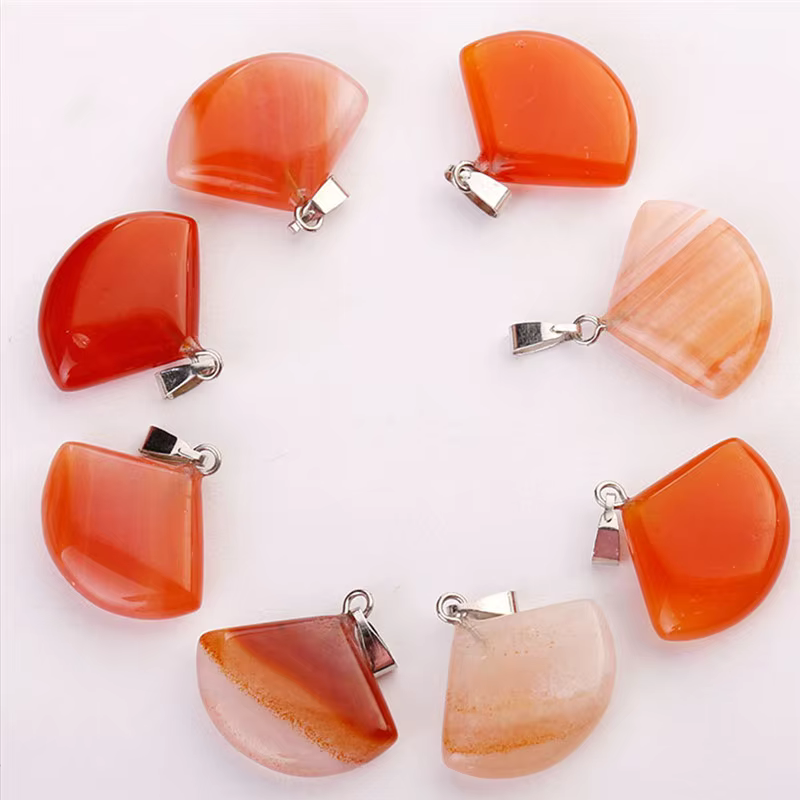 Charms Natural Quartz Crystal Gemstone Fan-shaped Stone pendants for Jewelry Making Necklaces 