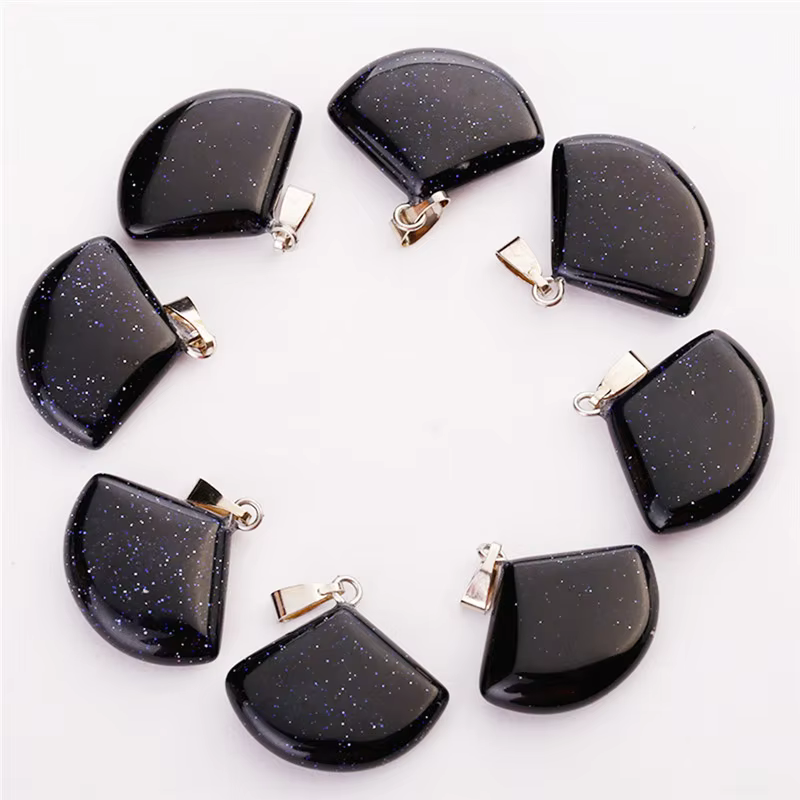 Charms Natural Quartz Crystal Gemstone Fan-shaped Stone pendants for Jewelry Making Necklaces 