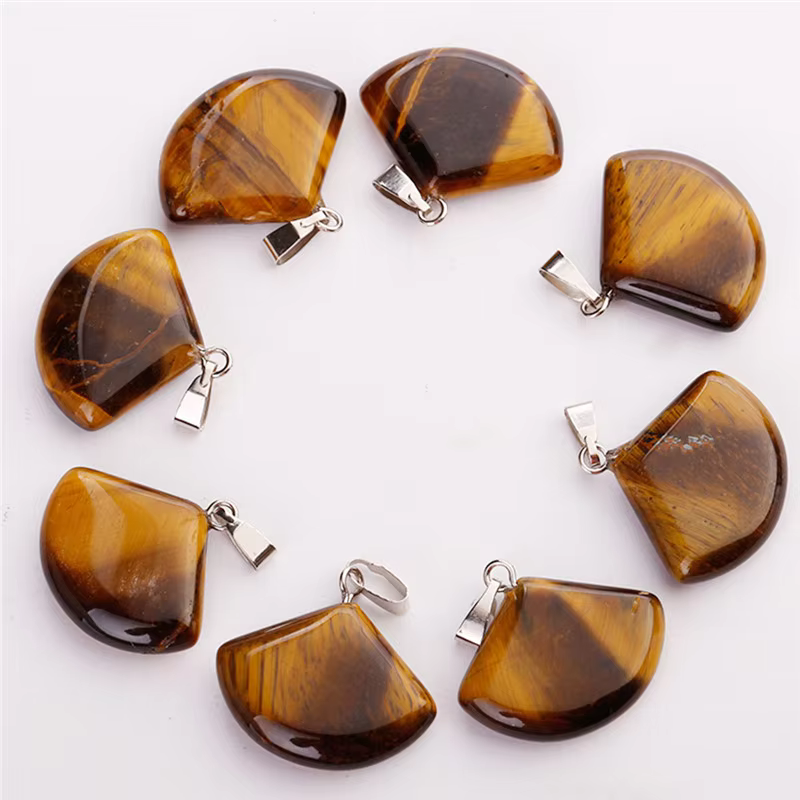 Charms Natural Quartz Crystal Gemstone Fan-shaped Stone pendants for Jewelry Making Necklaces 