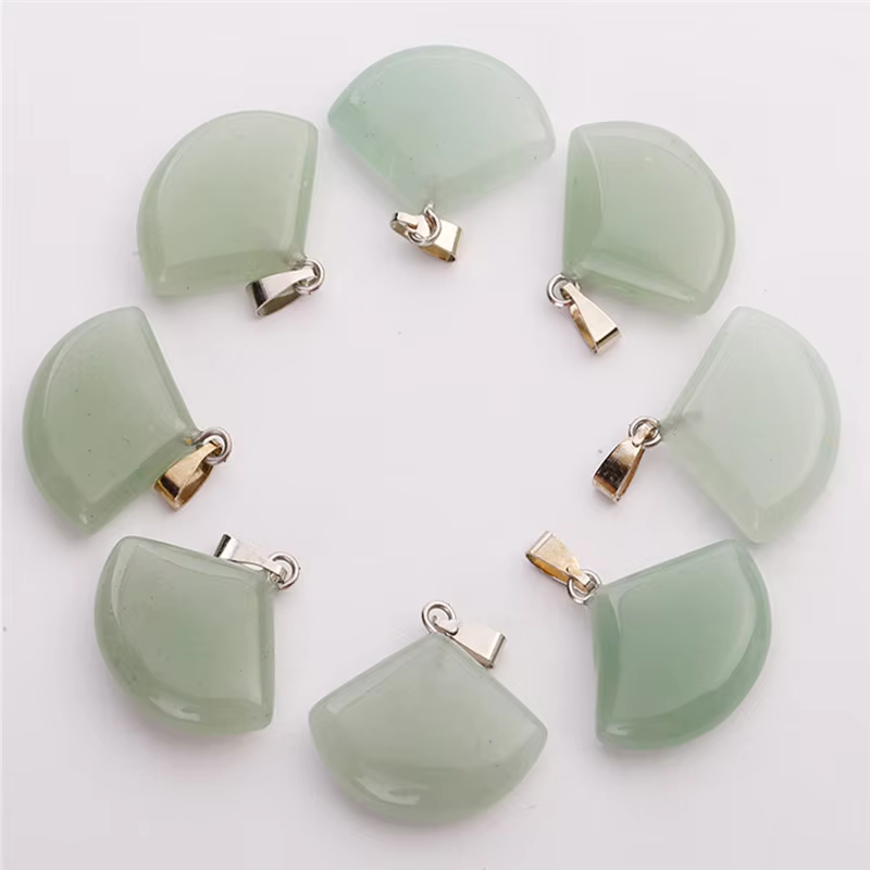 Charms Natural Quartz Crystal Gemstone Fan-shaped Stone pendants for Jewelry Making Necklaces 