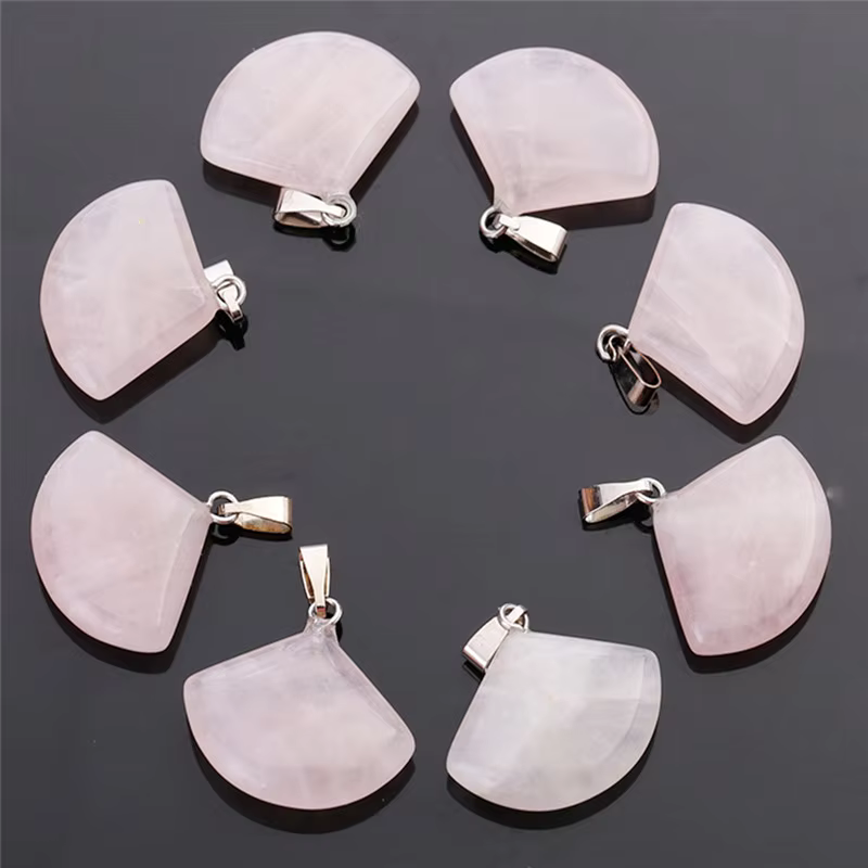 Charms Natural Quartz Crystal Gemstone Fan-shaped Stone pendants for Jewelry Making Necklaces 