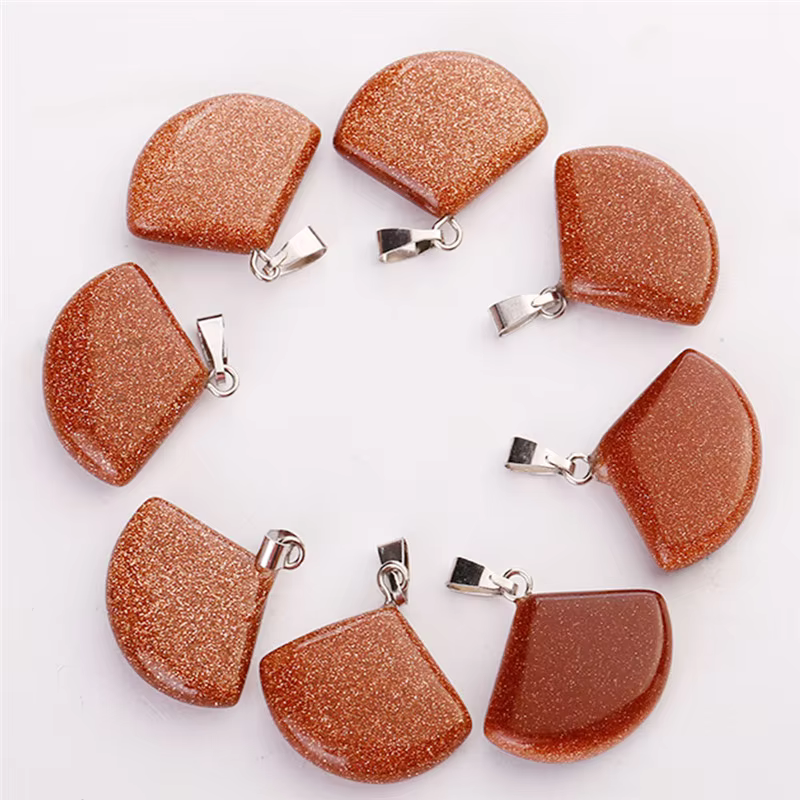 Charms Natural Quartz Crystal Gemstone Fan-shaped Stone pendants for Jewelry Making Necklaces 