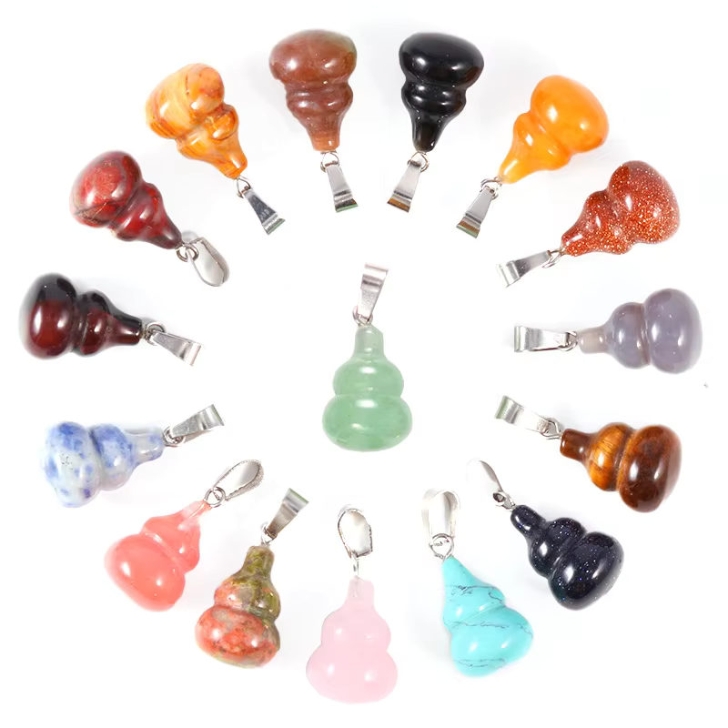 Natural Stone Crystal Calabash Gourd Pendant Necklace Fashion Gemstone Pendants Necklace Jewelry 