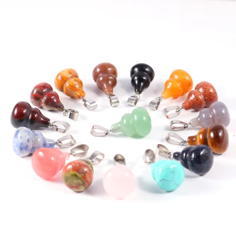Natural Stone Crystal Calabash Gourd Pendant Necklace Fashion Gemstone Pendants Necklace Jewelry 