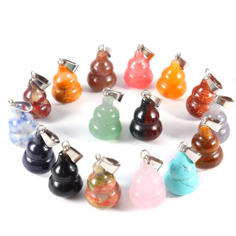 Natural Stone Crystal Calabash Gourd Pendant Necklace Fashion Gemstone Pendants Necklace Jewelry 