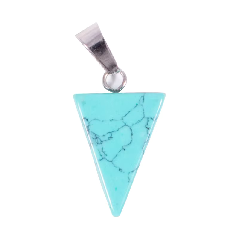 Natural Stone Small Triangular Pendant Natural Stone Crystal Pendant Necklace for Women and Men 