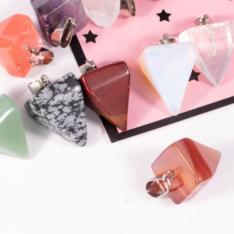 Charms Assorted Four Square Pyramid Rhombus Beads Pendants Natural Stone Pendants For Jewelry Making