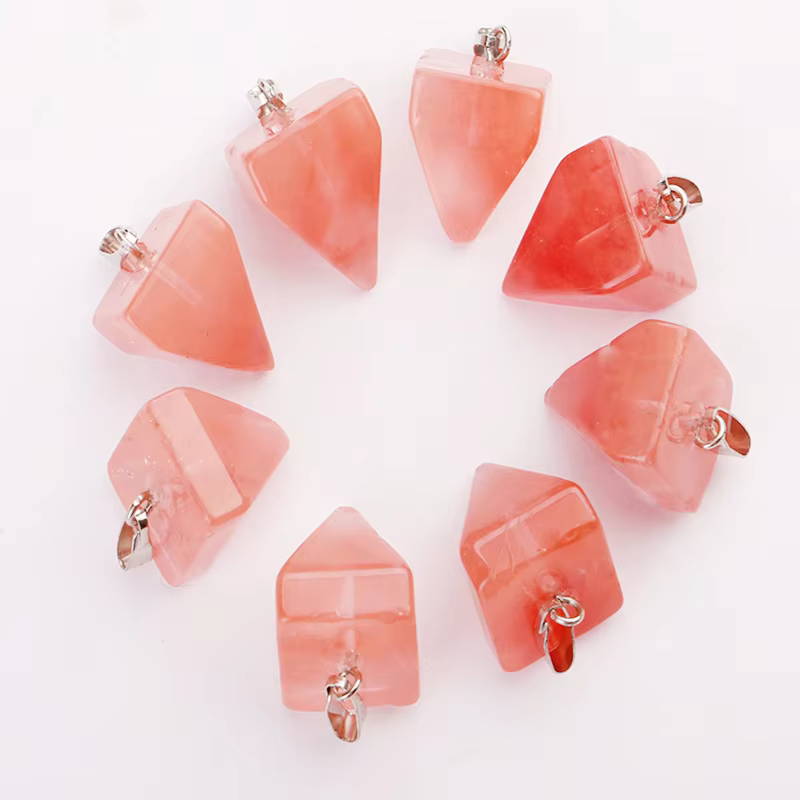 Charms Assorted Four Square Pyramid Rhombus Beads Pendants Natural Stone Pendants For Jewelry Making