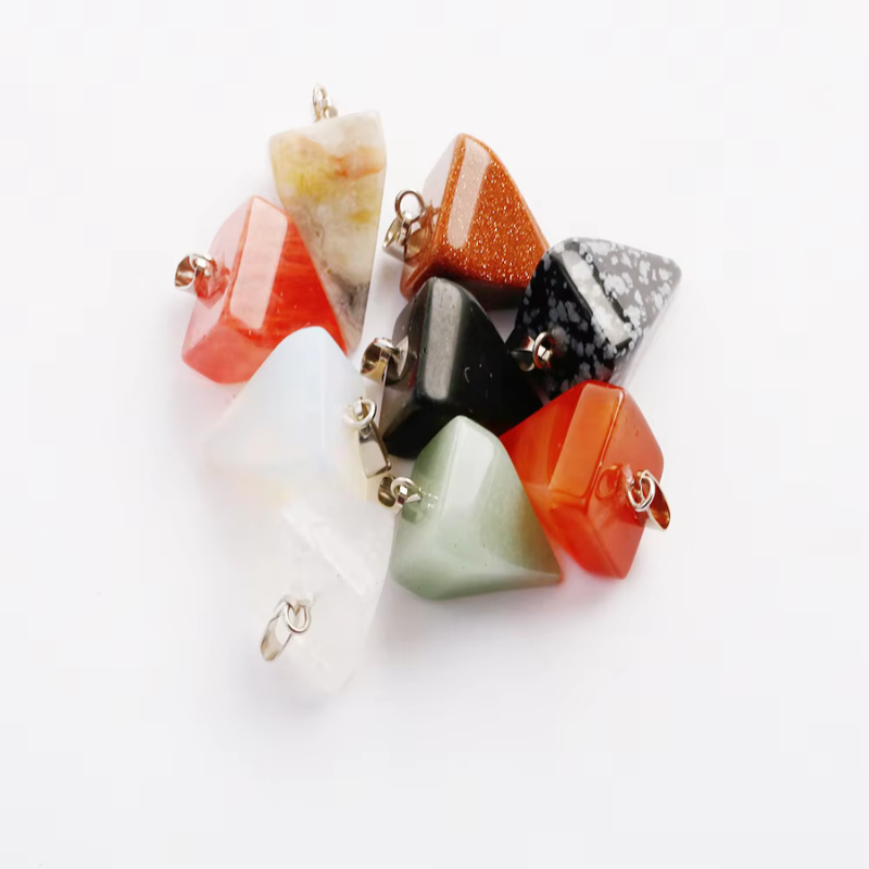 Charms Assorted Four Square Pyramid Rhombus Beads Pendants Natural Stone Pendants For Jewelry Making