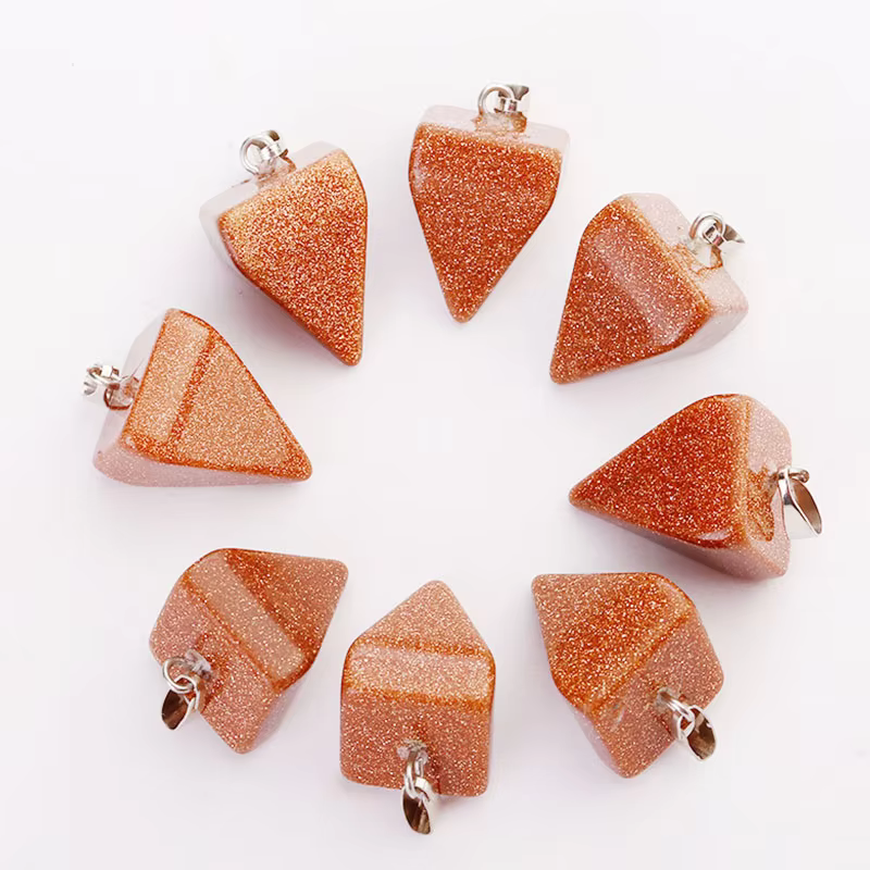 Charms Assorted Four Square Pyramid Rhombus Beads Pendants Natural Stone Pendants For Jewelry Making