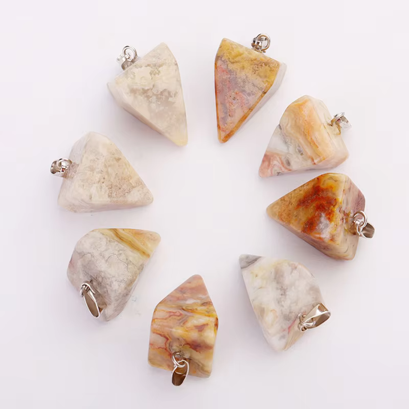 Charms Assorted Four Square Pyramid Rhombus Beads Pendants Natural Stone Pendants For Jewelry Making