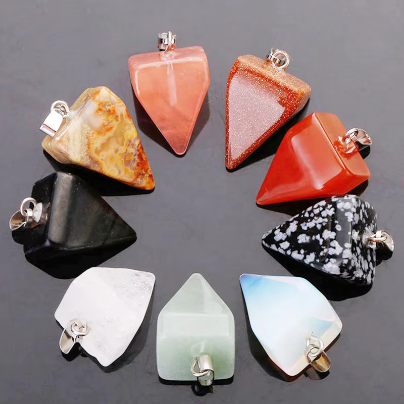 Charms Assorted Four Square Pyramid Rhombus Beads Pendants Natural Stone Pendants For Jewelry Making