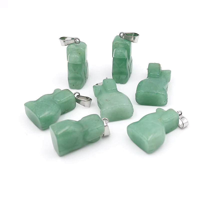 Carving Dog Pendant Natural Healing Stone Dog Crystal Pendants Charms For Jewelry Making