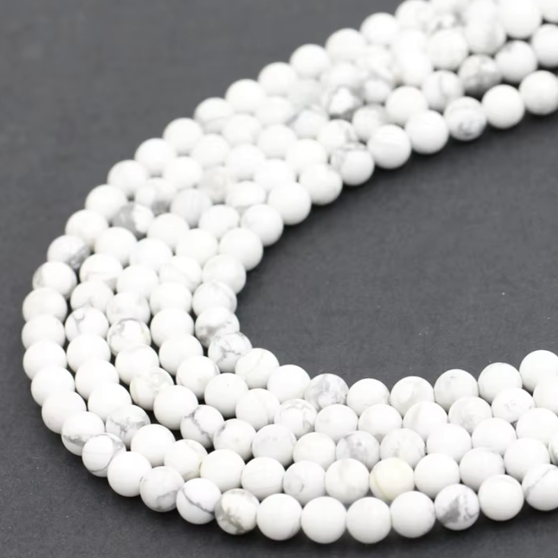Jewelry Making Stone Loose Beads 6mm 8mm White Howlite Natural Stone Marble Bead For Jewelry