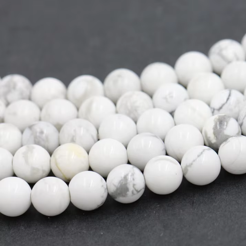 Jewelry Making Stone Loose Beads 6mm 8mm White Howlite Natural Stone Marble Bead For Jewelry