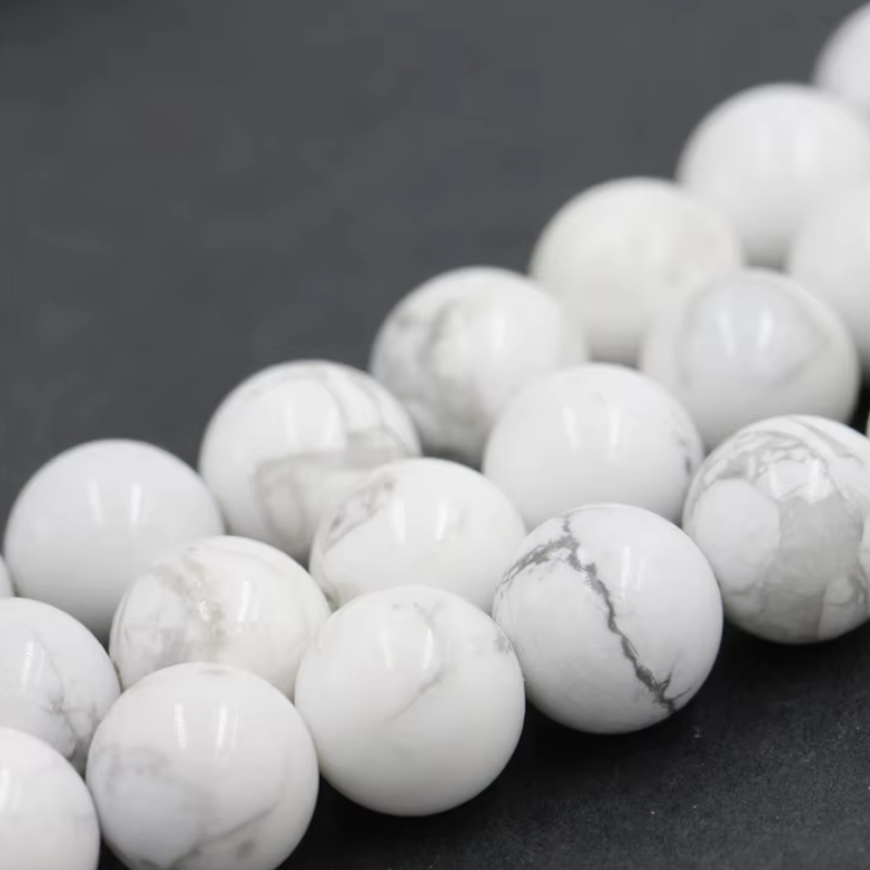 Jewelry Making Stone Loose Beads 6mm 8mm White Howlite Natural Stone Marble Bead For Jewelry