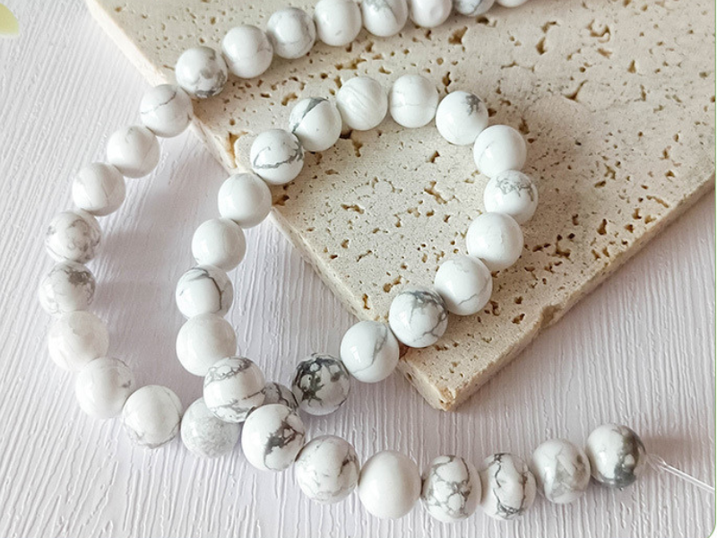 Jewelry Making Stone Loose Beads 6mm 8mm White Howlite Natural Stone Marble Bead For Jewelry