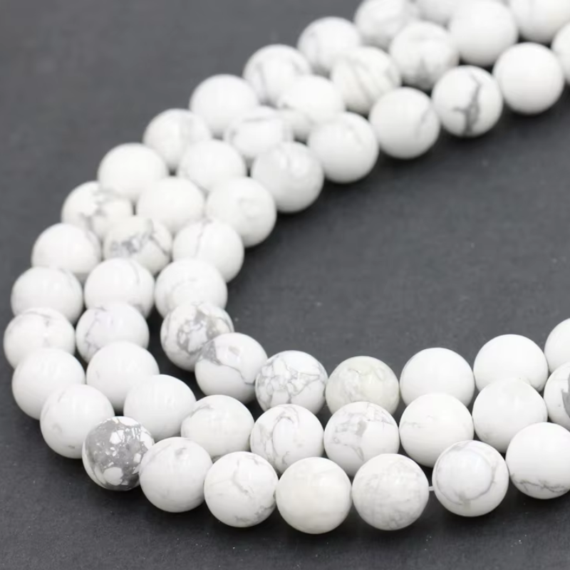 Jewelry Making Stone Loose Beads 6mm 8mm White Howlite Natural Stone Marble Bead For Jewelry