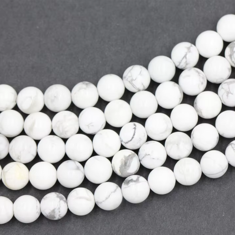 Jewelry Making Stone Loose Beads 6mm 8mm White Howlite Natural Stone Marble Bead For Jewelry