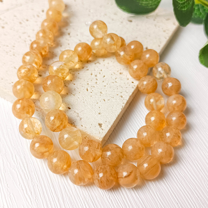 Natural Tea Watermelon Crystal Stone Beads Round Loose Crystal Quartz Beads For Jewelry Making