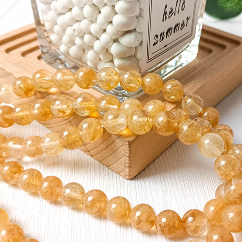 Natural Tea Watermelon Crystal Stone Beads Round Loose Crystal Quartz Beads For Jewelry Making