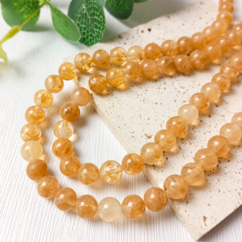 Natural Tea Watermelon Crystal Stone Beads Round Loose Crystal Quartz Beads For Jewelry Making