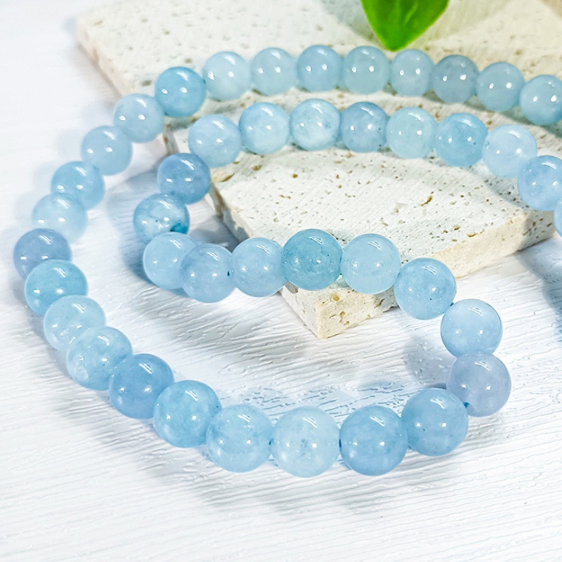 Natural Smooth Charm Gemstone Hight Quality Aquamarine Round Loose Stone Beads