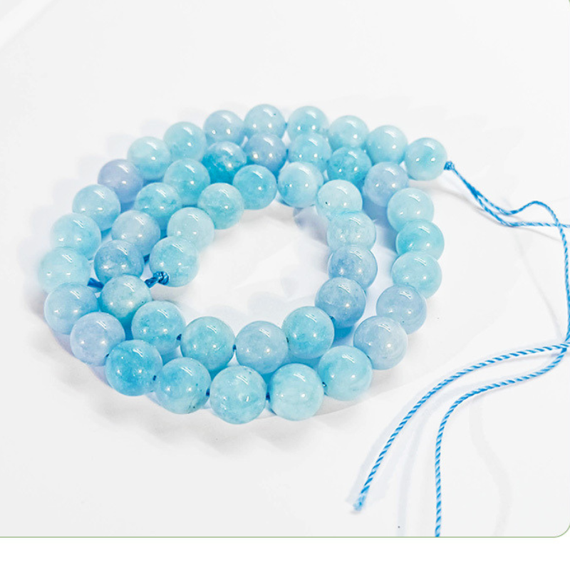 Natural Smooth Charm Gemstone Hight Quality Aquamarine Round Loose Stone Beads
