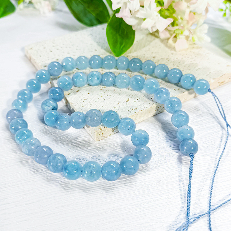 Natural Smooth Charm Gemstone Hight Quality Aquamarine Round Loose Stone Beads