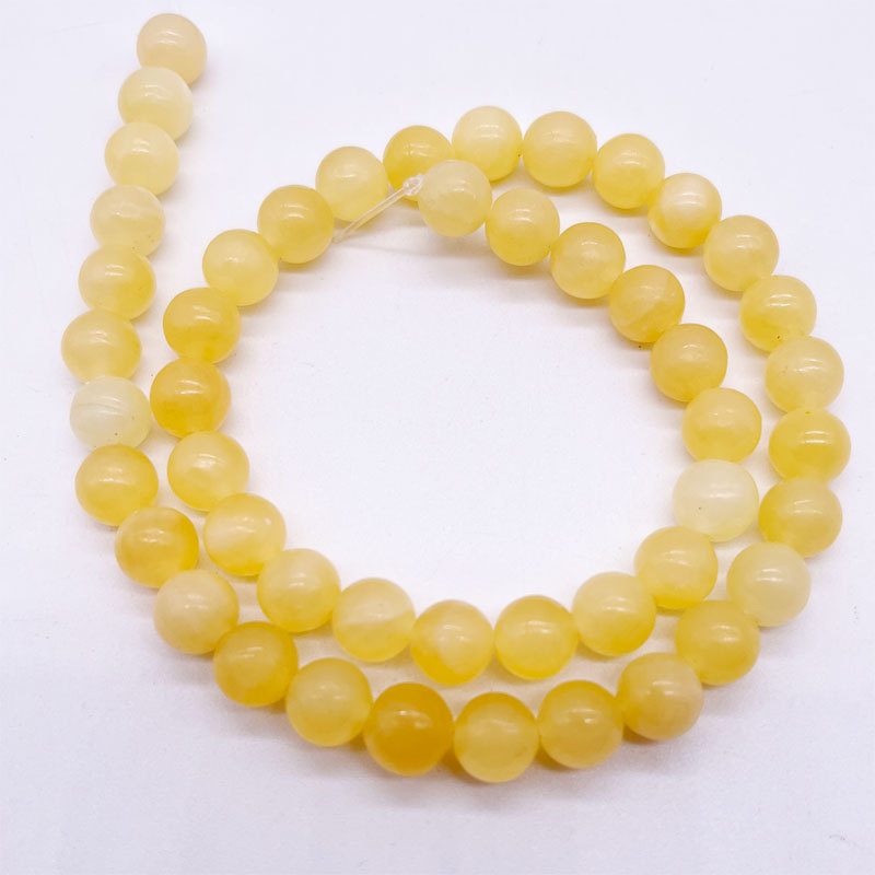 Natural Yellow Jades Stone Loose Round Beads for Jewelry Making Spacer Beads Diy Women Bracelets 