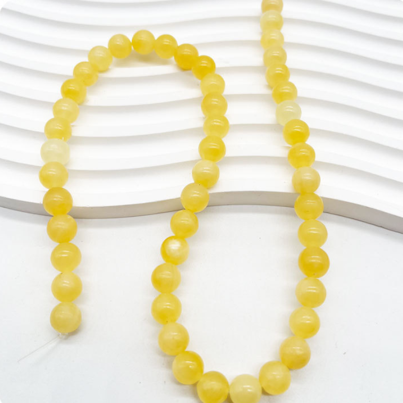 Natural Yellow Jades Stone Loose Round Beads for Jewelry Making Spacer Beads Diy Women Bracelets 
