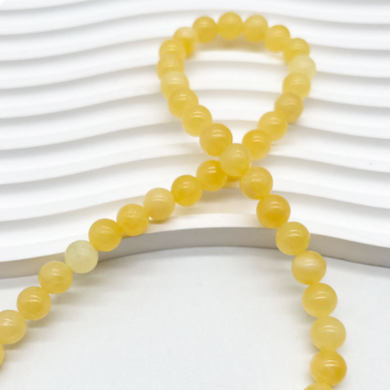 Natural Yellow Jades Stone Loose Round Beads for Jewelry Making Spacer Beads Diy Women Bracelets 