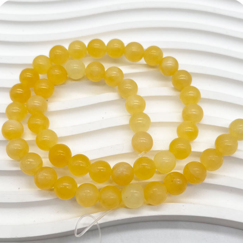 Natural Yellow Jades Stone Loose Round Beads for Jewelry Making Spacer Beads Diy Women Bracelets 
