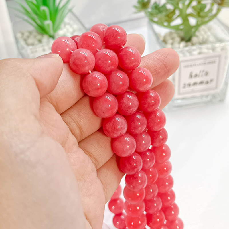 Polished Gemstone Loose Beads Round Gem Rhodochrosite Beads for Jewelry Making 6mm 8mm 10mm