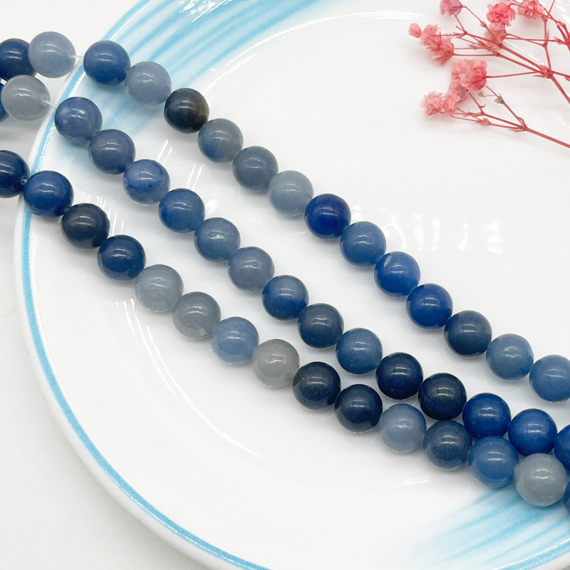 8mm Natural Blue Aventurine Gemstone Round Spacer Loose Stone Beads for Jewelry Making