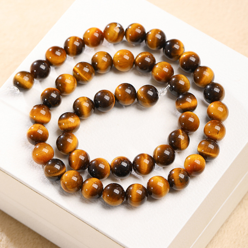 Natural Tiger Eye Stone Beads 6mm 8mm 10mm Smooth Round Natural Stone Healing Loose Gemstone 