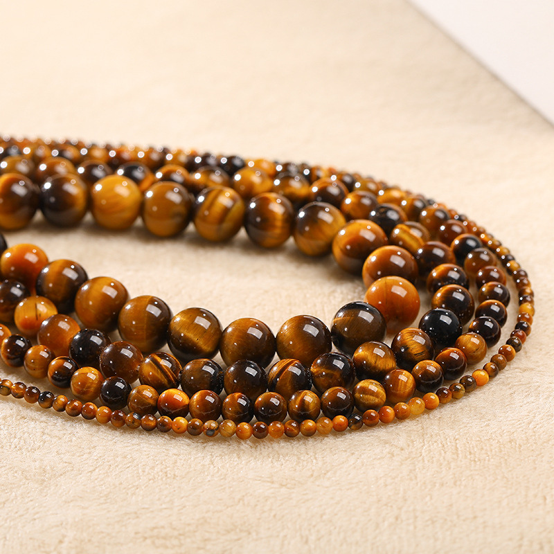 Natural Tiger Eye Stone Beads 6mm 8mm 10mm Smooth Round Natural Stone Healing Loose Gemstone 