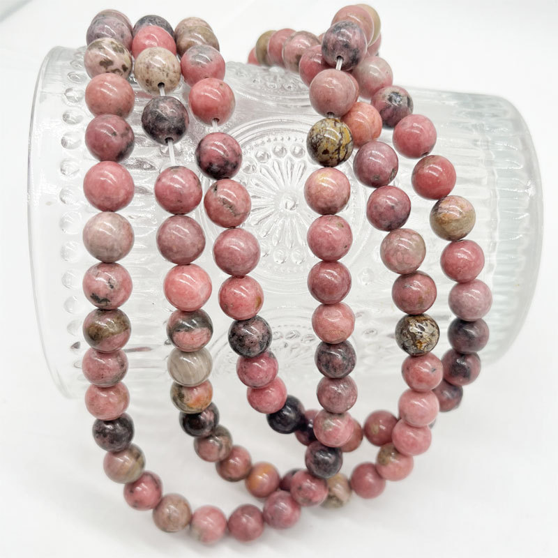 Stone Beads Rhodonite Beads Strand Stone Jewelry Loose Smooth Gemstone Healing Crystal Necklace Bead