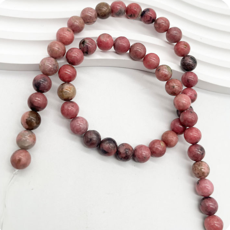 Stone Beads Rhodonite Beads Strand Stone Jewelry Loose Smooth Gemstone Healing Crystal Necklace Bead