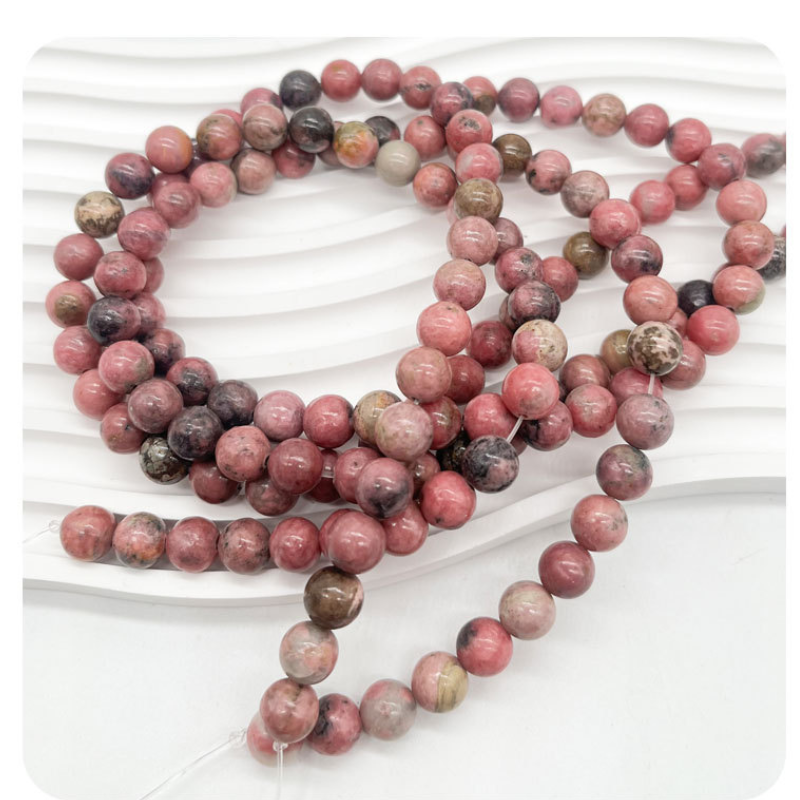 Stone Beads Rhodonite Beads Strand Stone Jewelry Loose Smooth Gemstone Healing Crystal Necklace Bead